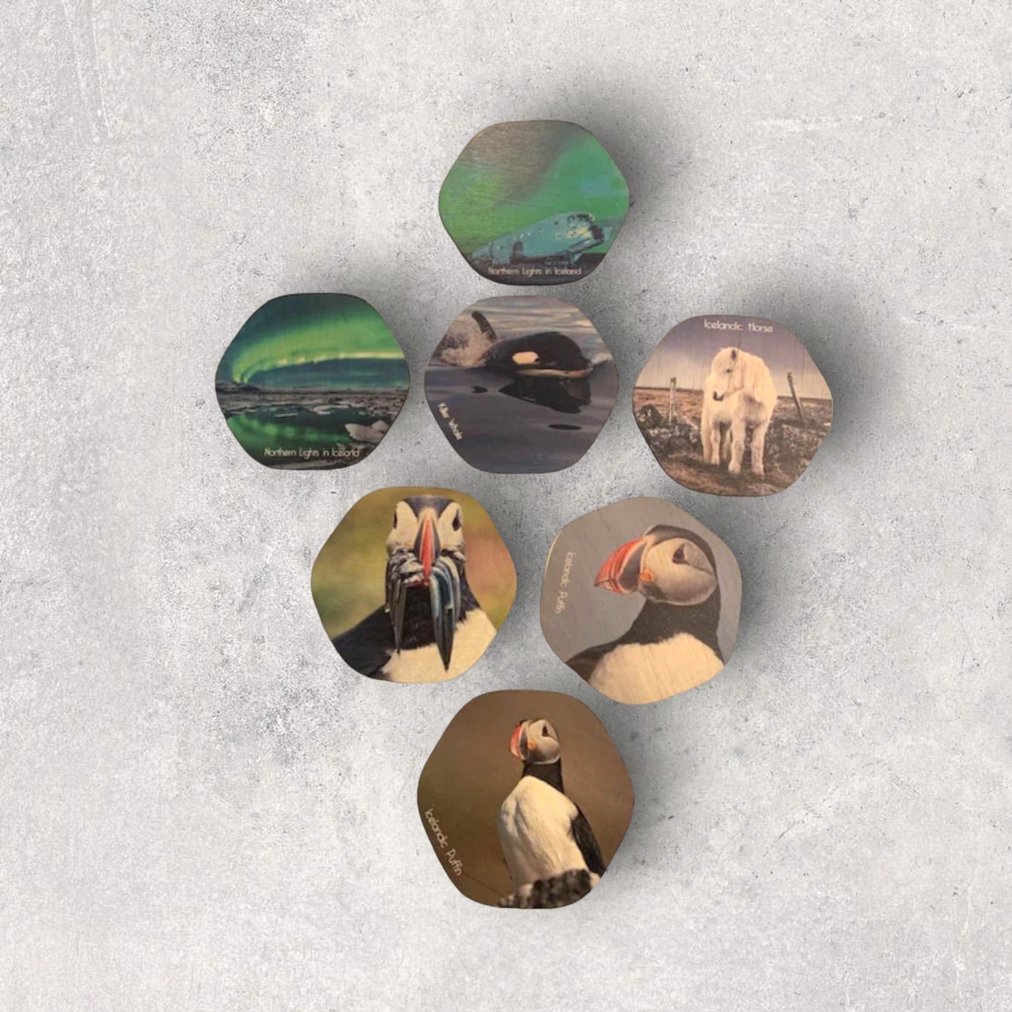 Wooden Coasters with Highlights of Iceland Wooden Coasters with Highlights of Iceland